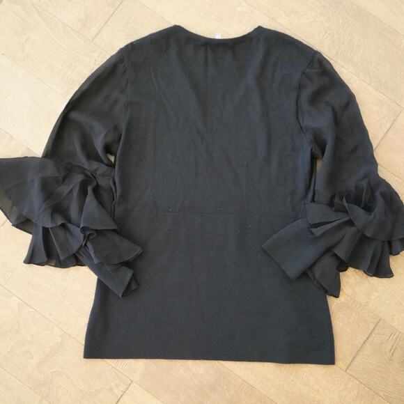 Neiman Marcus Cashmere Collection V Neck with Silk Sleeves Size Large - Picture 3 of 5